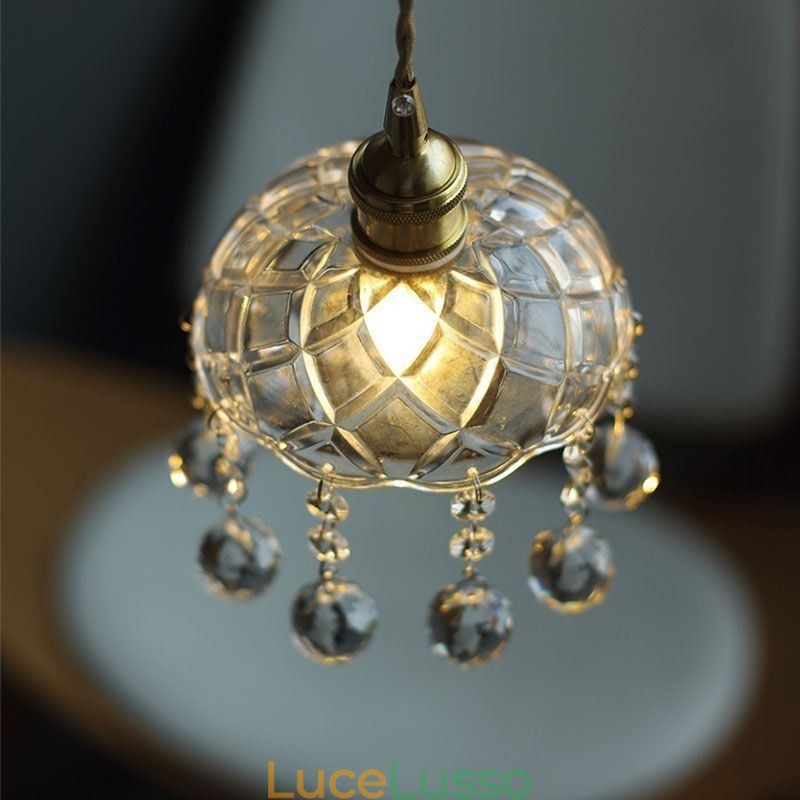 Moderna mini lampada a sospensione in vetro 1 luce decorativa lampadario