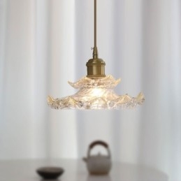 Lampada a sospensione in vetro in stile giapponese Lampada a sospensione in vetro di loto