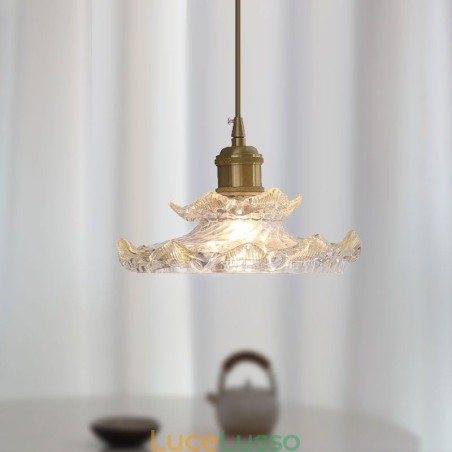 Lampada a sospensione in vetro in stile giapponese Lampada a sospensione in vetro di loto Lampada a sospensione in vetro in stile giapponese Lampada a sospensione in vetro di loto