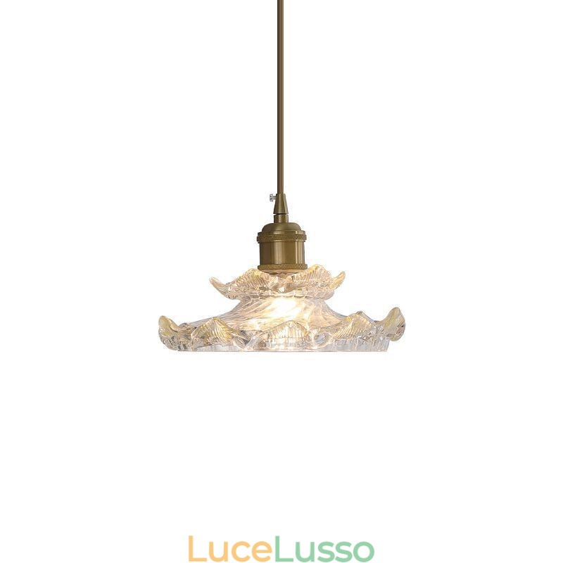 Lampada a sospensione in vetro in stile giapponese Lampada a sospensione in vetro di loto