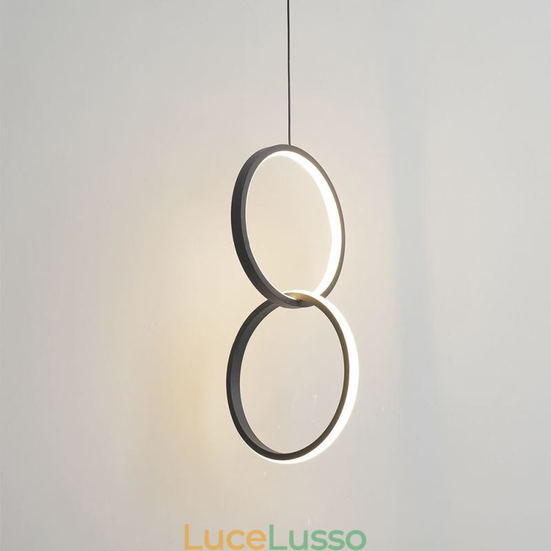 Lampada a sospensione minimalista a doppio anello