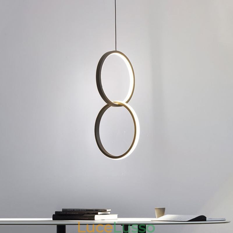 Lampada a sospensione minimalista a doppio anello