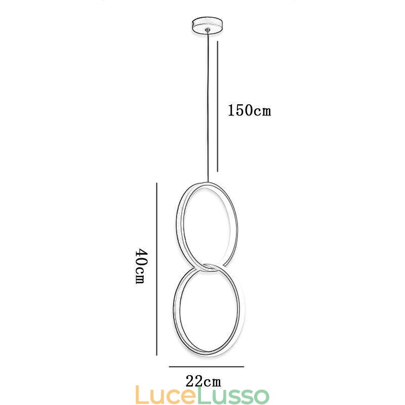 Lampada a sospensione minimalista a doppio anello