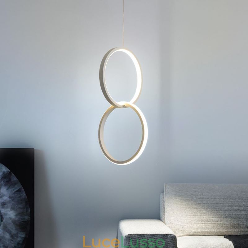 Lampada a sospensione minimalista a doppio anello