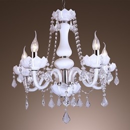 Elegante lampadario in cristallo con 5 luci in bianco