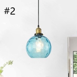 Lampada a sospensione in vetro contemporaneo Lampada a sospensione in vetro con motivo ad acqua rotonda