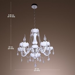 Elegante lampadario in cristallo con 5 luci in bianco