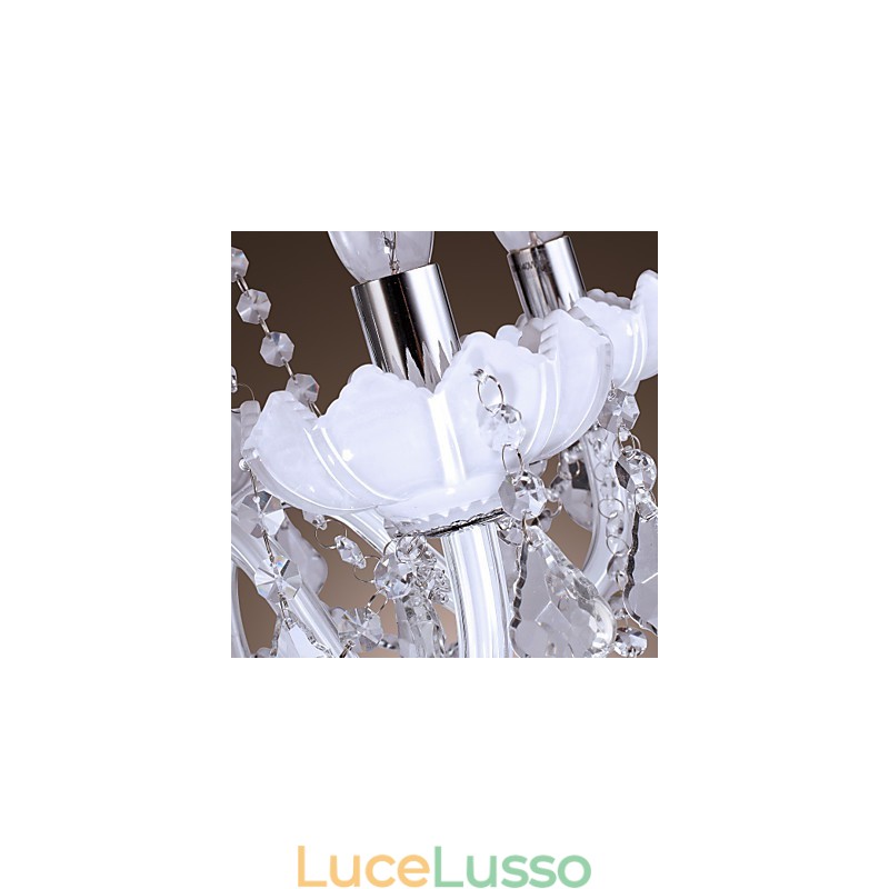 Elegante lampadario in cristallo con 5 luci in bianco