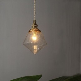 1 lampada a sospensione in vetro a forma di diamante con lampada a bolle in vetro