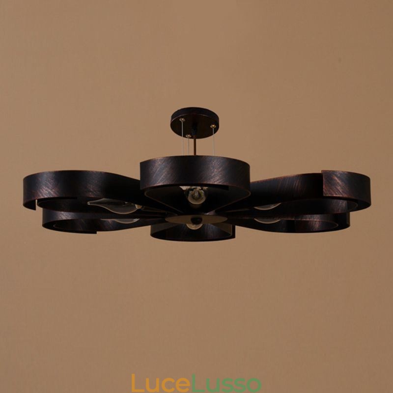 Lampada da soffitto moderna vintage a forma di fiore in ferro