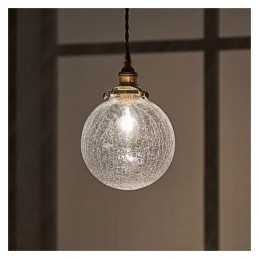Lampada a sospensione in vetro, moderna, con effetto crackle, da soffitto