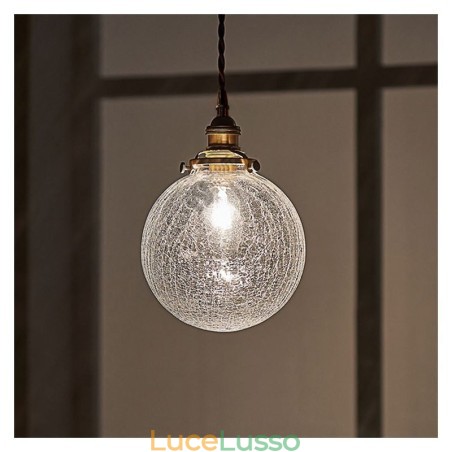 Lampada a sospensione in vetro, moderna, con effetto crackle, da soffitto Lampada a sospensione in vetro, moderna, con effetto crackle, da soffitto