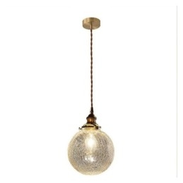 Lampada a sospensione in vetro, moderna, con effetto crackle, da soffitto