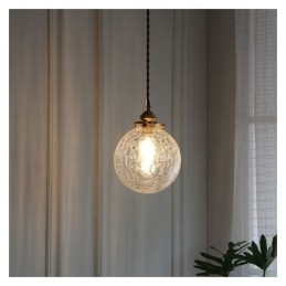 Lampada a sospensione in vetro, moderna, con effetto crackle, da soffitto