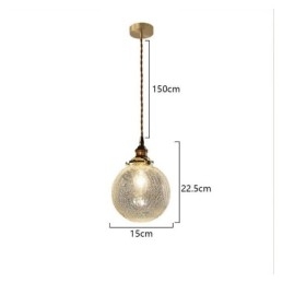 Lampada a sospensione in vetro, moderna, con effetto crackle, da soffitto