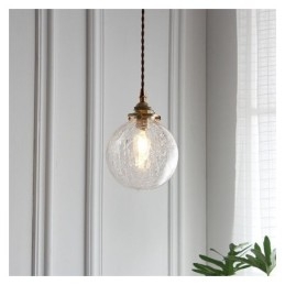 Lampada a sospensione in vetro, moderna, con effetto crackle, da soffitto