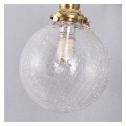 Lampada a sospensione in vetro, moderna, con effetto crackle, da soffitto