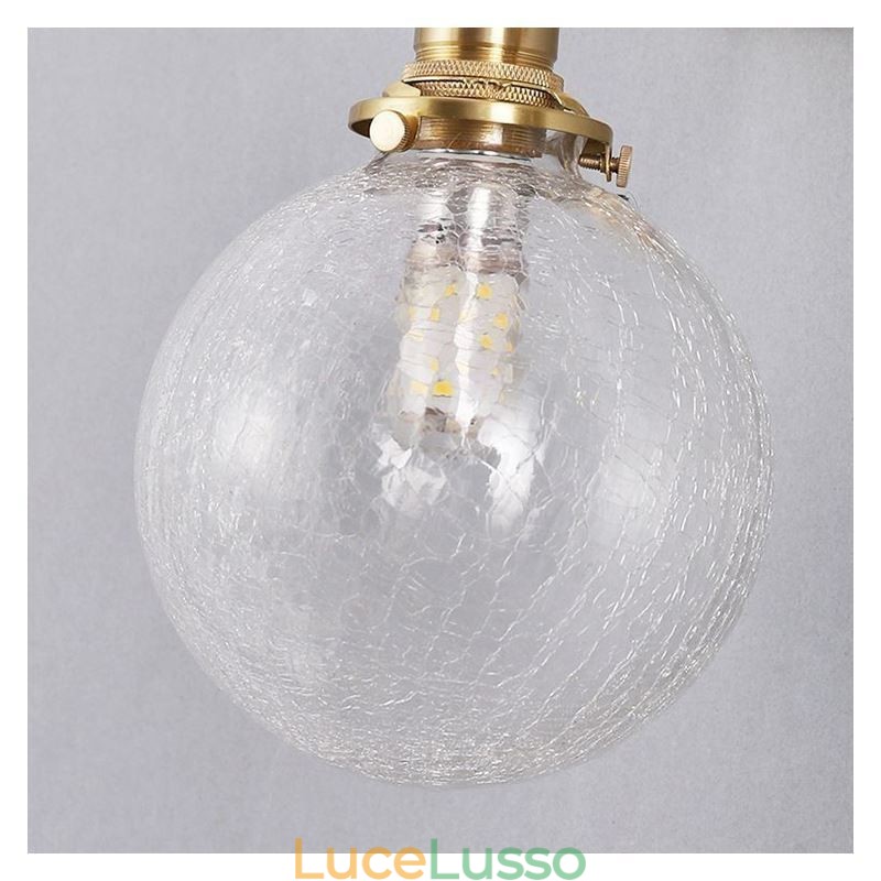 Lampada a sospensione in vetro, moderna, con effetto crackle, da soffitto