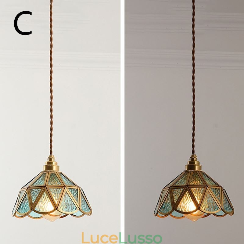 Lampada a sospensione in vetro retrò Lampada da soffitto in vetro in stile giapponese