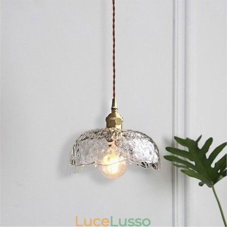 Lampada a sospensione in vetro di ottone irregolare Lampada a soffitto in vetro martellato Lampada a sospensione in vetro di ottone irregolare Lampada a soffitto in vetro martellato