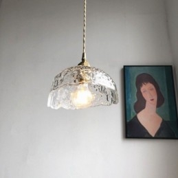 Lampada a sospensione in vetro di ottone irregolare Lampada a soffitto in vetro martellato