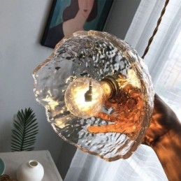 Lampada a sospensione in vetro di ottone irregolare Lampada a soffitto in vetro martellato