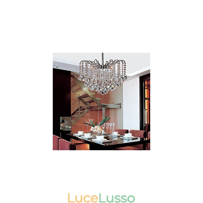 Lampadario moderno contemporaneo in metallo dipinto in cristallo