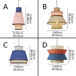 1 lampada a sospensione con paralume in tessuto di bambù