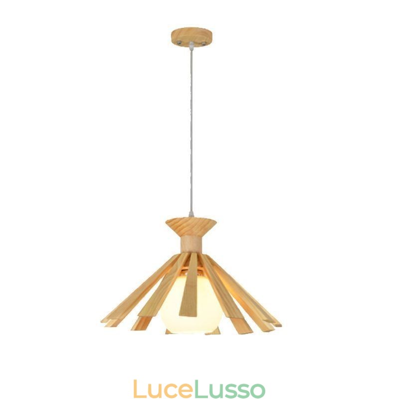 Lampada a sospensione in legno in stile semplice