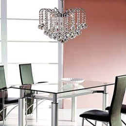 Lampadario moderno contemporaneo in metallo dipinto in cristallo