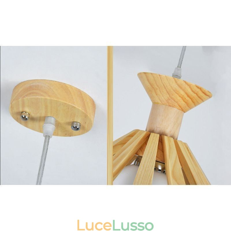Lampada a sospensione in legno in stile semplice