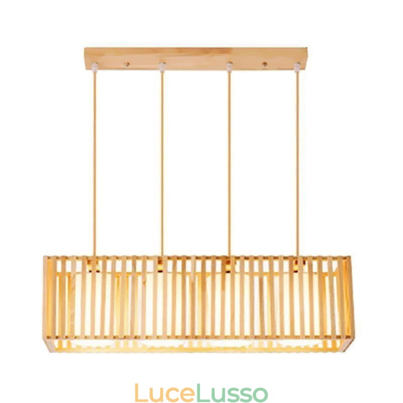 Lampada a sospensione minimalista in gabbia di legno