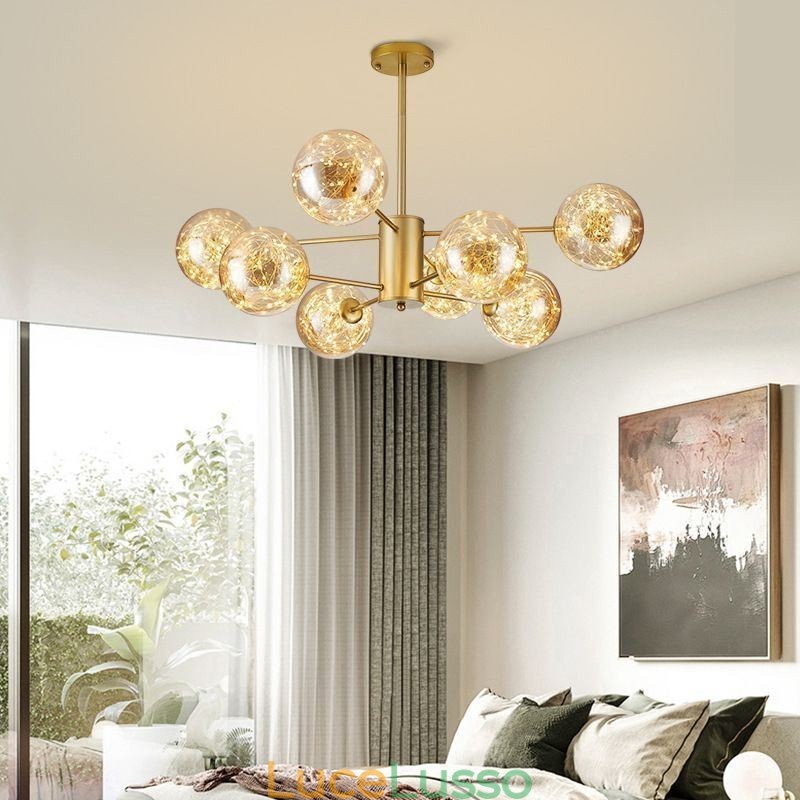 Lampada a sospensione Magic Bean Lampada a sospensione Gypsophila in stile nordico con sfera in vetro