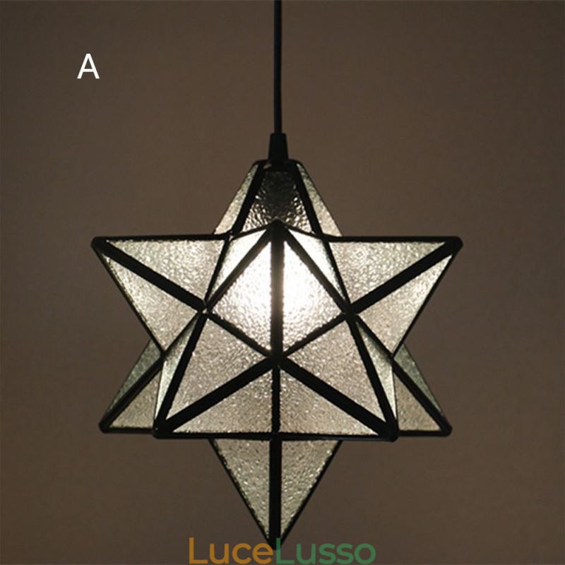 Lampada a sospensione in vetro colorato europeo Lampada a sospensione creativa a forma di stella