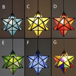 Lampada a sospensione in vetro colorato europeo Lampada a sospensione creativa a forma di stella