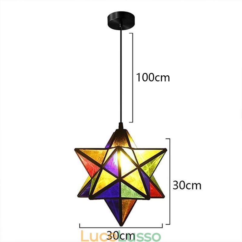 Lampada a sospensione in vetro colorato europeo Lampada a sospensione creativa a forma di stella
