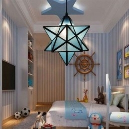 Lampada a sospensione in vetro colorato europeo Lampada a sospensione creativa a forma di stella
