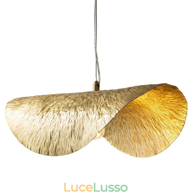 Lampada a sospensione in ottone, moderna e minimalista, lampada da soffitto a forma di foglia di loto