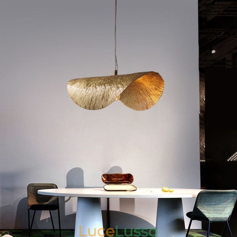 Lampada a sospensione in ottone, moderna e minimalista, lampada da soffitto a forma di foglia di loto