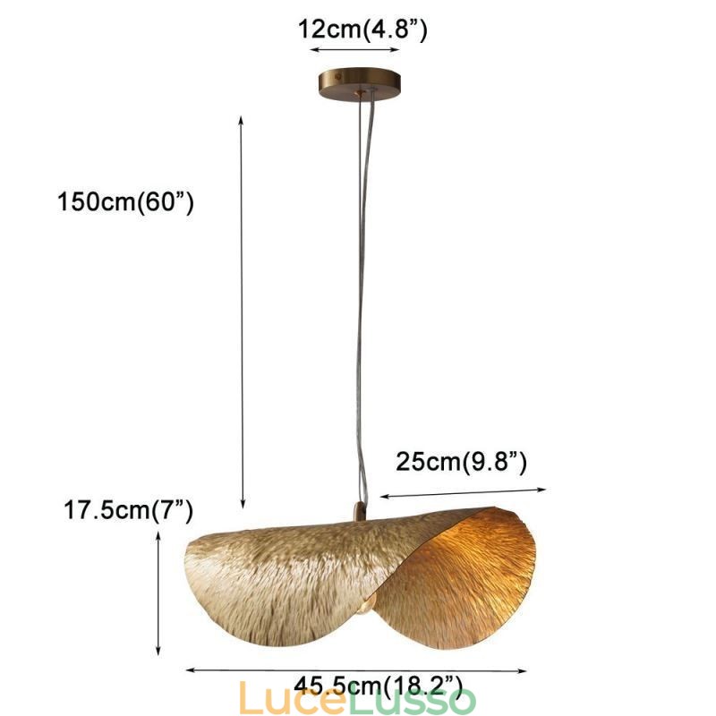 Lampada a sospensione in ottone, moderna e minimalista, lampada da soffitto a forma di foglia di loto