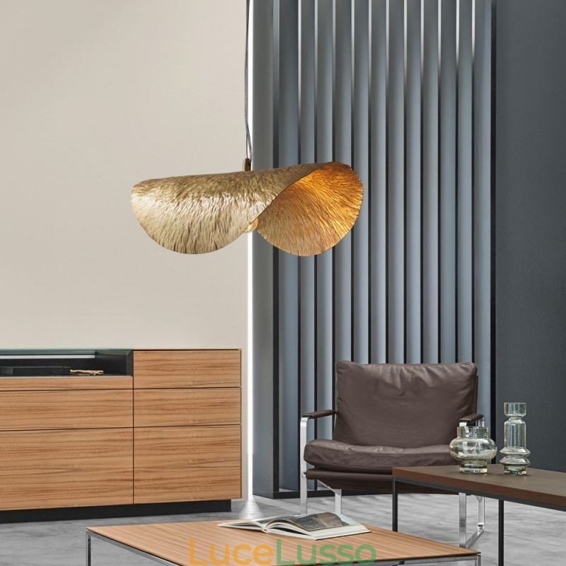 Lampada a sospensione in ottone, moderna e minimalista, lampada da soffitto a forma di foglia di loto