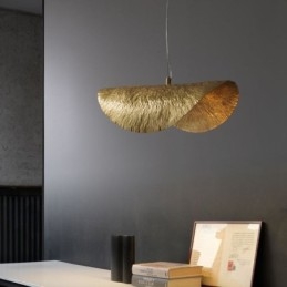 Lampada a sospensione in ottone, moderna e minimalista, lampada da soffitto a forma di foglia di loto