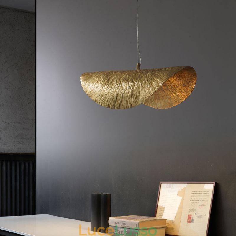 Lampada a sospensione in ottone, moderna e minimalista, lampada da soffitto a forma di foglia di loto
