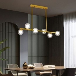 Lampadario in vetro a forma di globo orizzontale, tipo di lampada a sospensione
