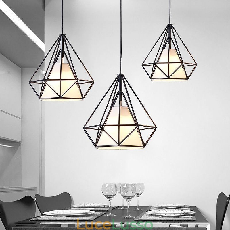 Lampada a sospensione a forma di diamante, lampada decorativa moderna e minimalista