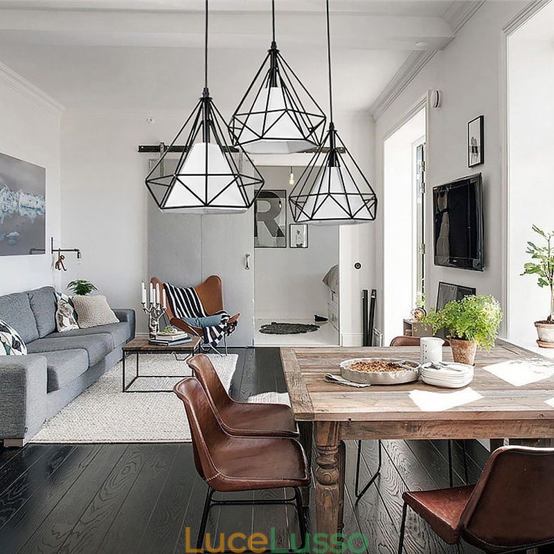 Lampada a sospensione a forma di diamante, lampada decorativa moderna e minimalista