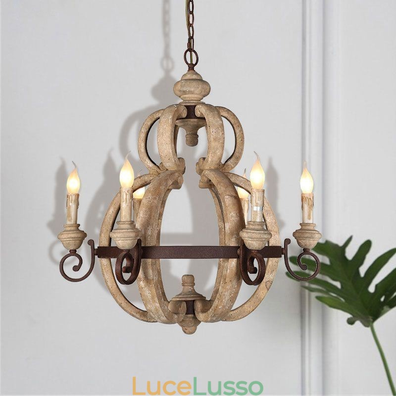 Lampada a sospensione in legno Lampada da soffitto retrò nordica