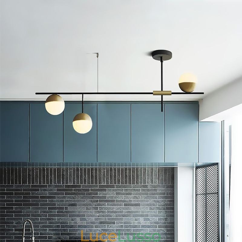 Lampadario a sfera in vetro