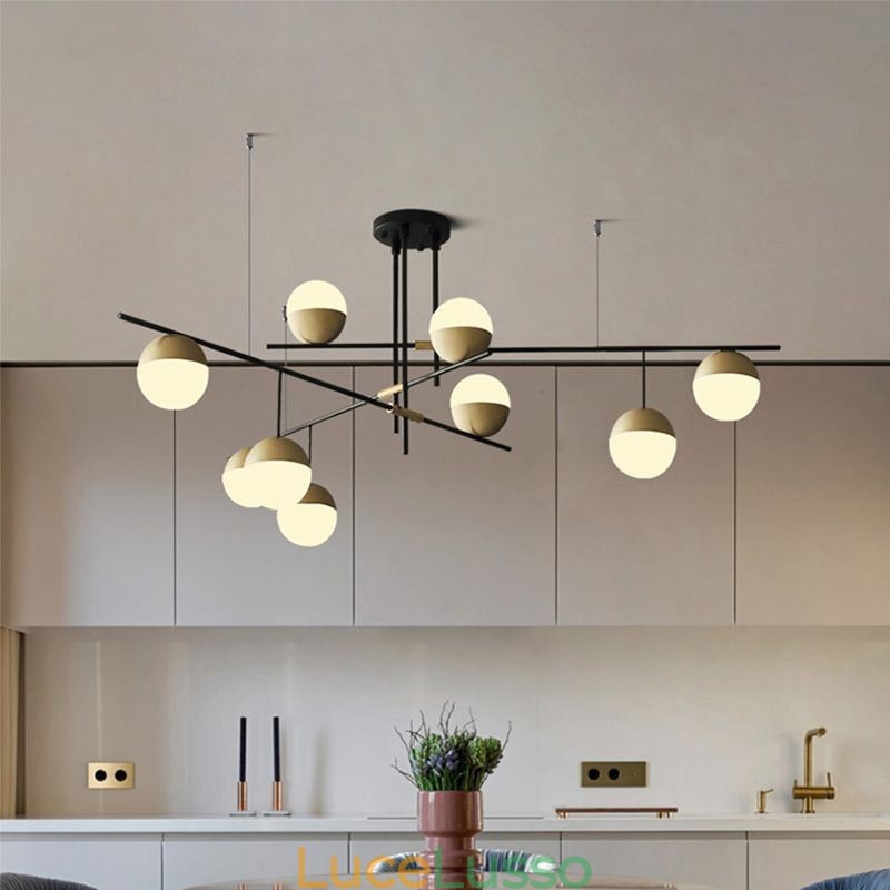 Lampadario a sfera in vetro