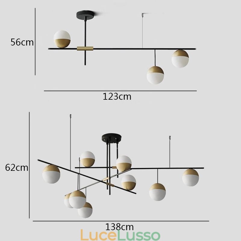 Lampadario a sfera in vetro